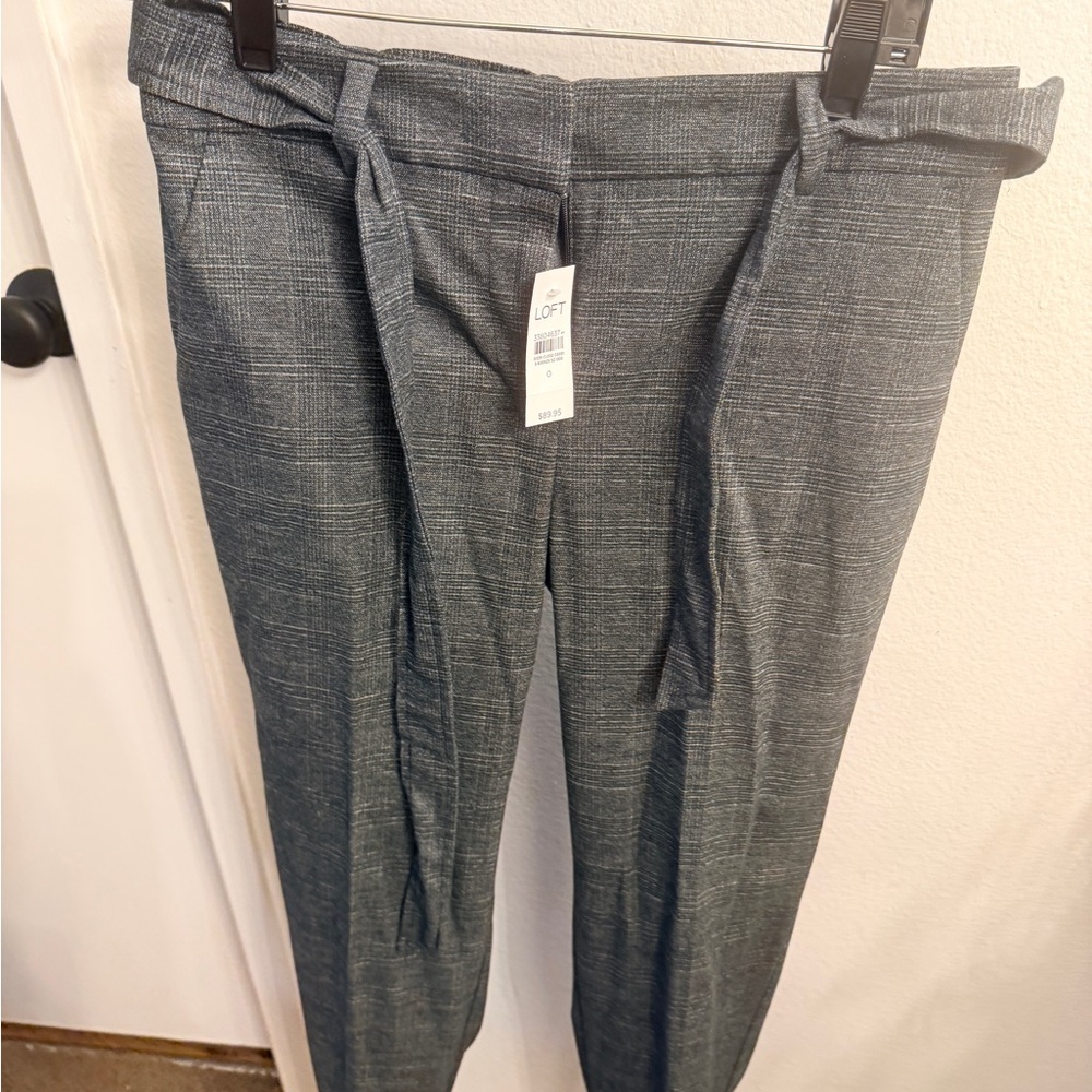 LOFT Charcoal Plaid Trousers